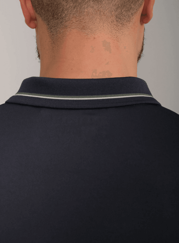 RS Men's Performance Court Polo - Striped Collar (Navy / Court Green)