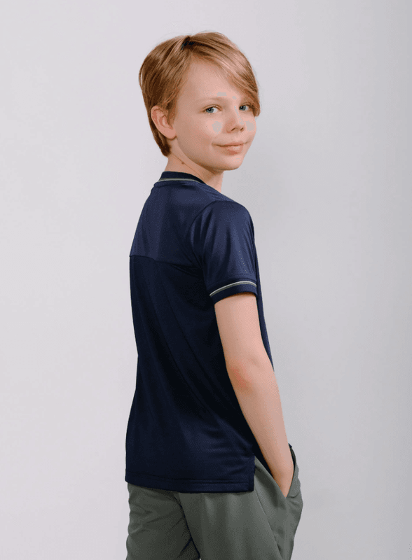 RS Junior Performance Tee - Crew Neck (Navy / Court Green)